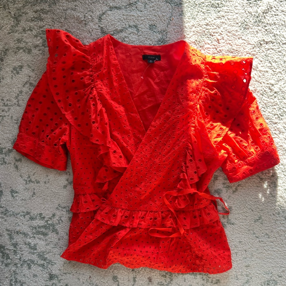 NWOT Jcrew Eyelet Wrap Top